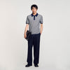  Cross Knit Polo Square Cross Polo Shirt Navy Blue