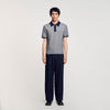  Cross Knit Polo Square Cross Polo Shirt Navy Blue