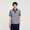  Cross Knit Polo Square Cross Polo Shirt Navy Blue