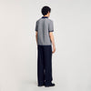  Cross Knit Polo Square Cross Polo Shirt Navy Blue