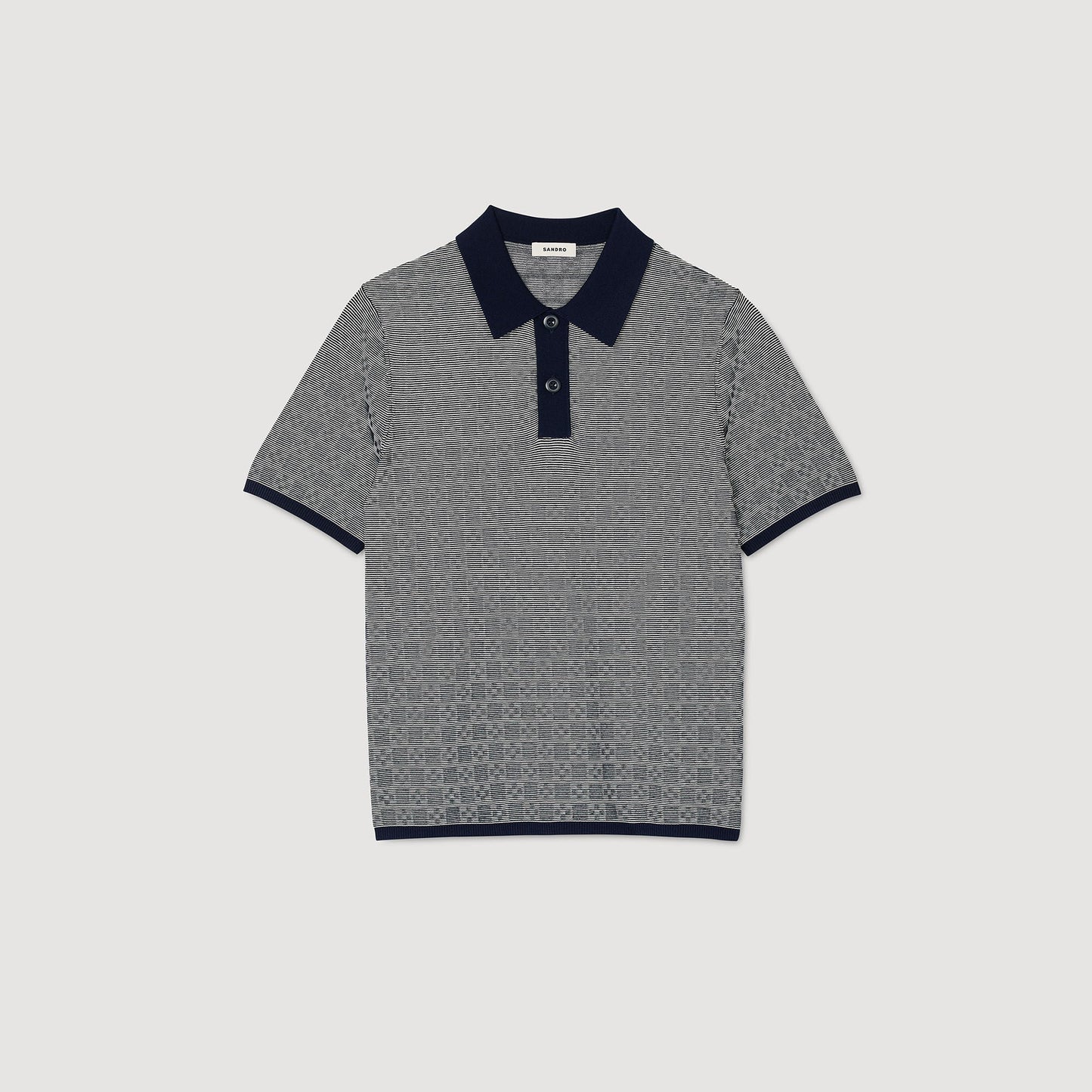  Cross Knit Polo Square Cross Polo Shirt Navy Blue