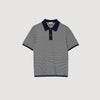  Cross Knit Polo Square Cross Polo Shirt Navy Blue