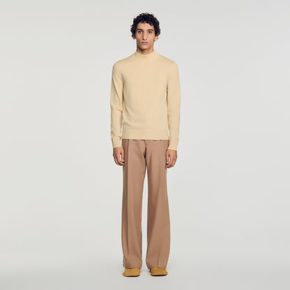Industrial Wool jumper with standing collar Beige