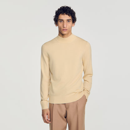 Industrial Wool jumper with standing collar Beige
