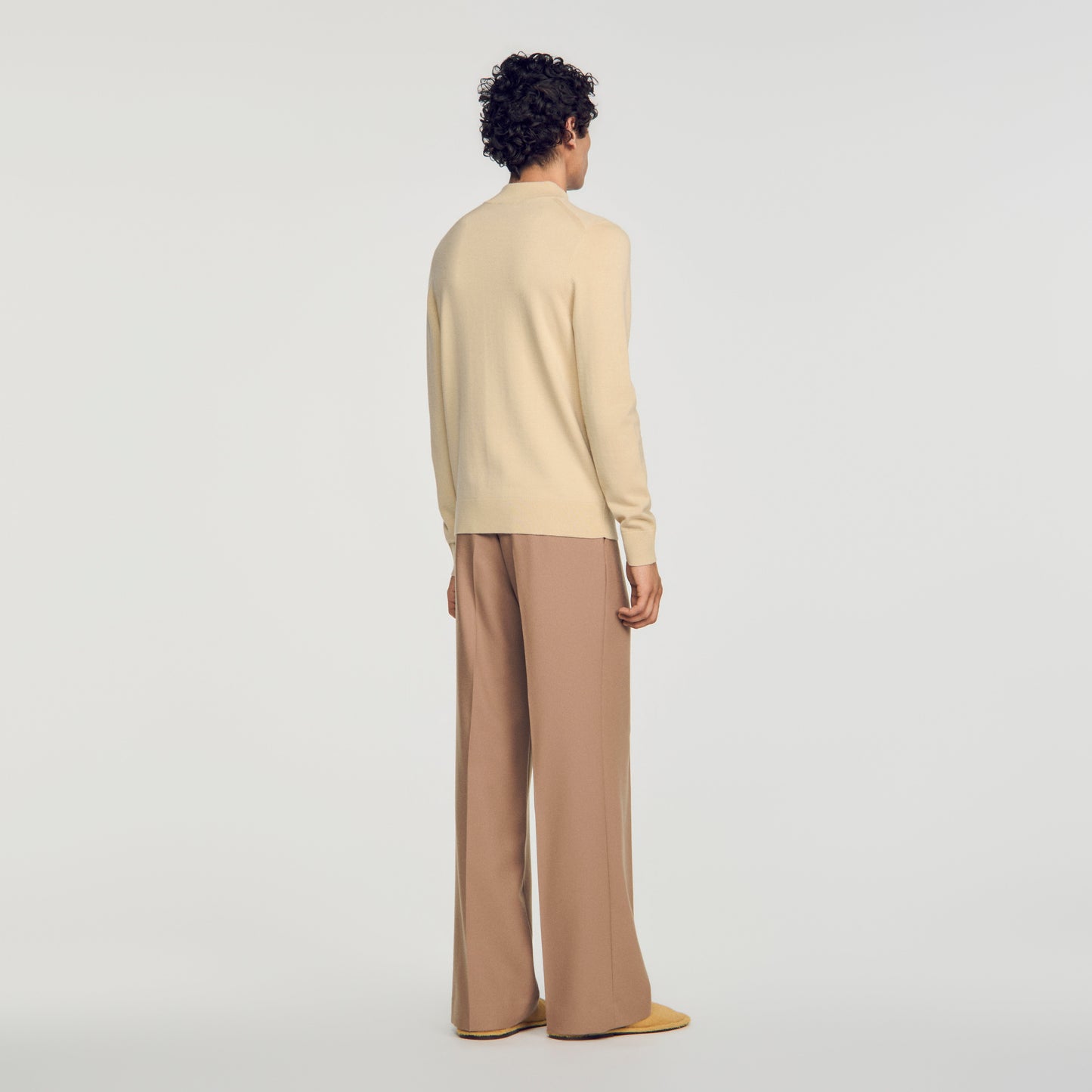 Industrial Wool jumper with standing collar Beige