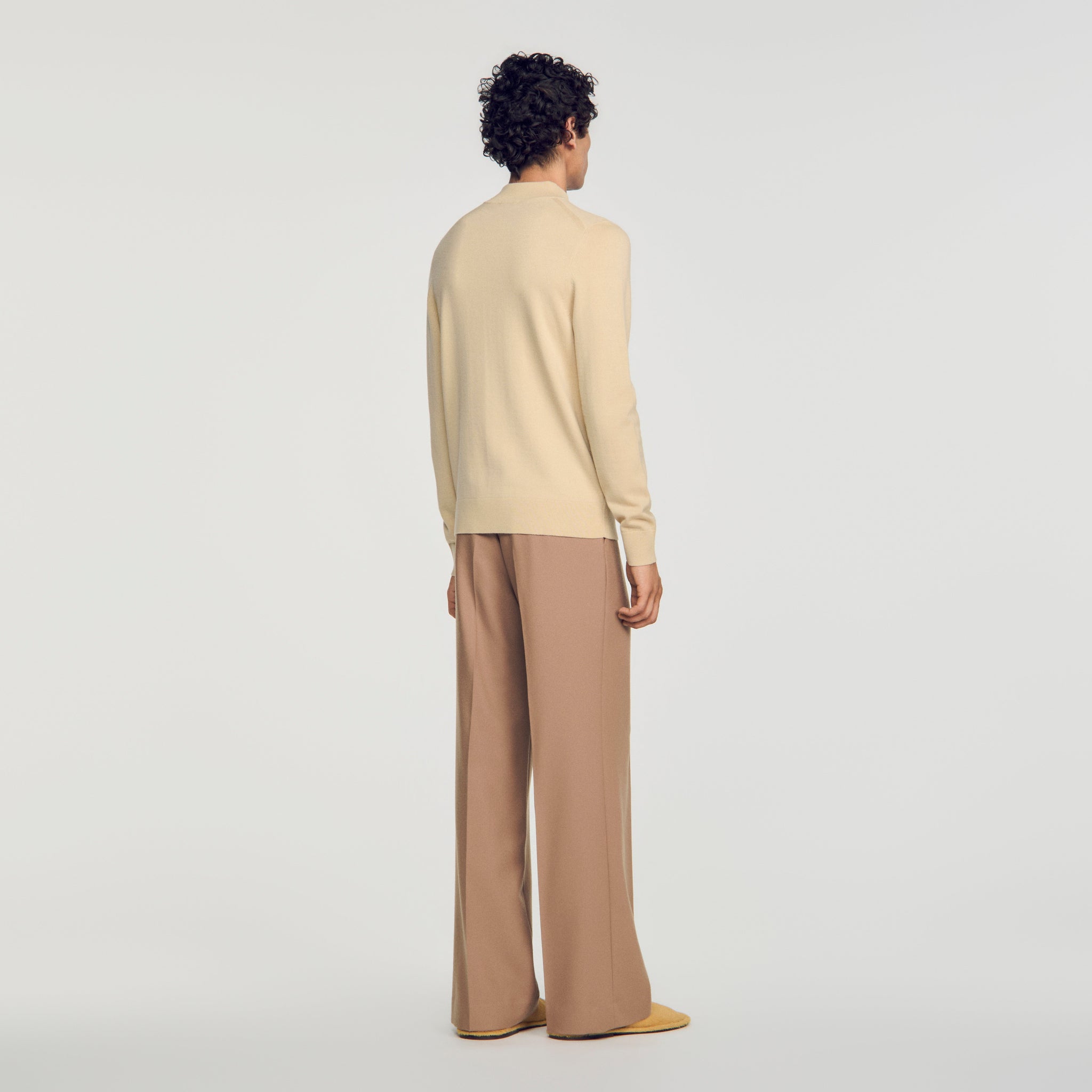 Industrial Wool jumper with standing collar Beige