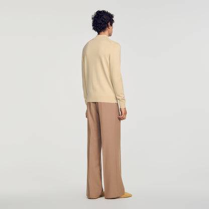 Industrial Wool jumper with standing collar Beige