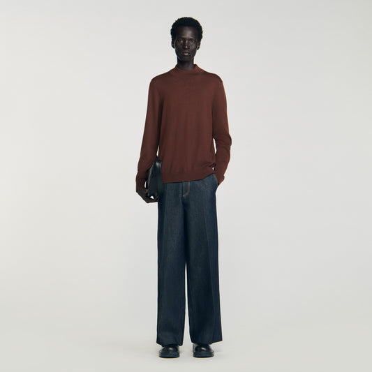 Industrial Wool jumper with high neck Cognac