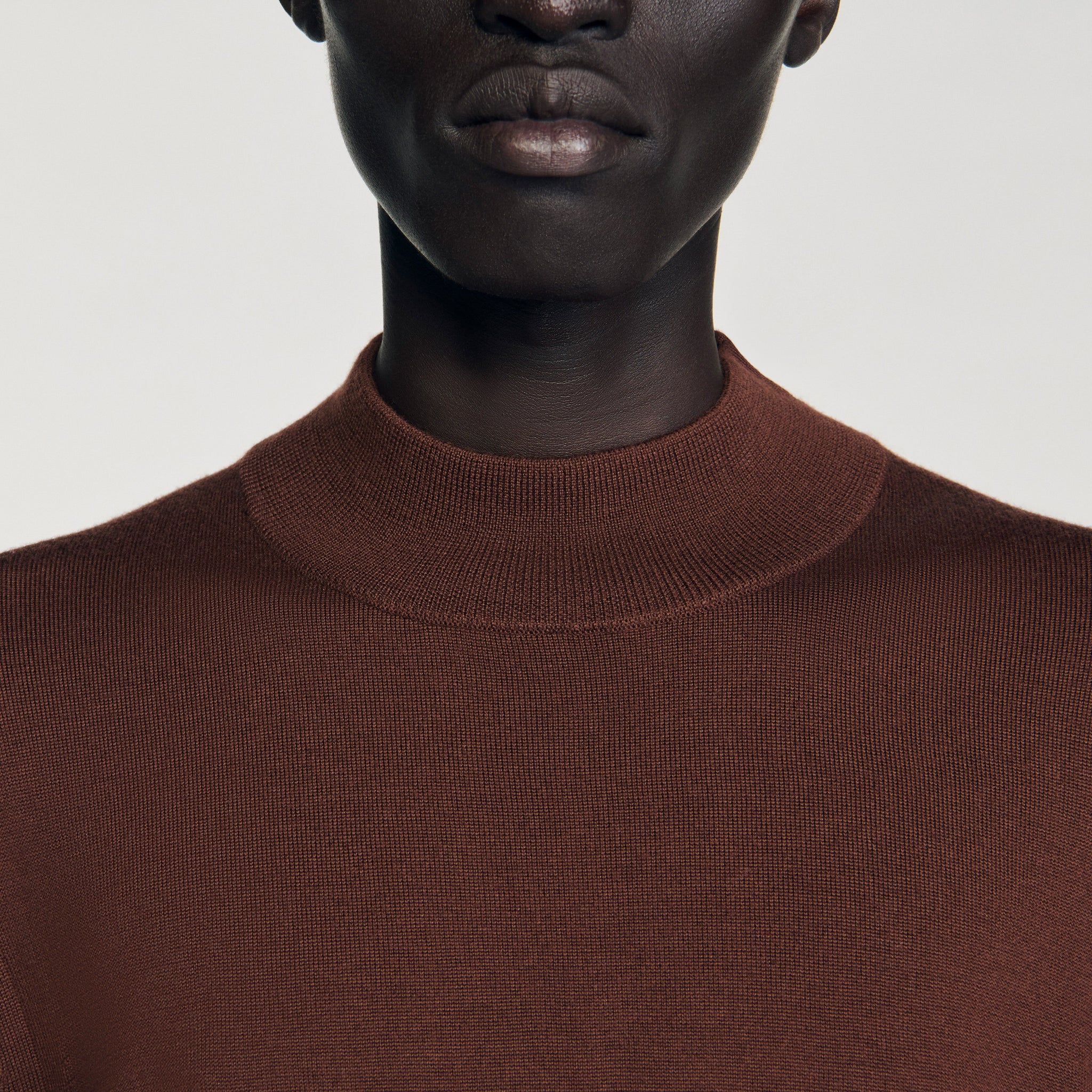 Industrial Wool jumper with high neck Cognac