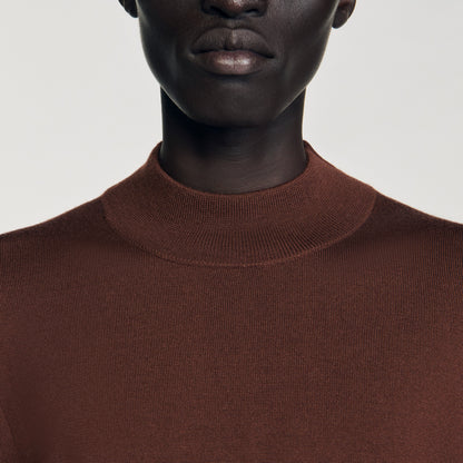Industrial Wool jumper with high neck Cognac