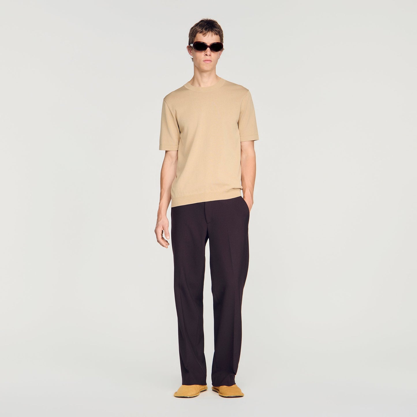 Pablo Tee Cotton Knitted T-Shirt Cappucino