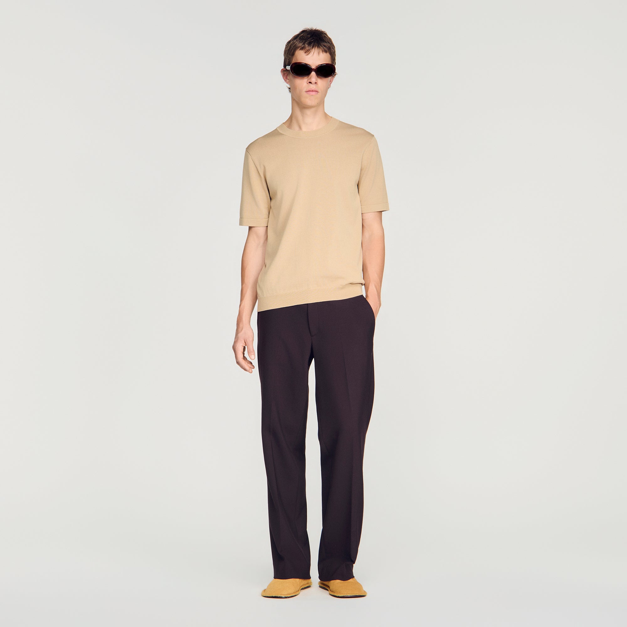 Pablo Tee Cotton Knitted T-Shirt Cappucino