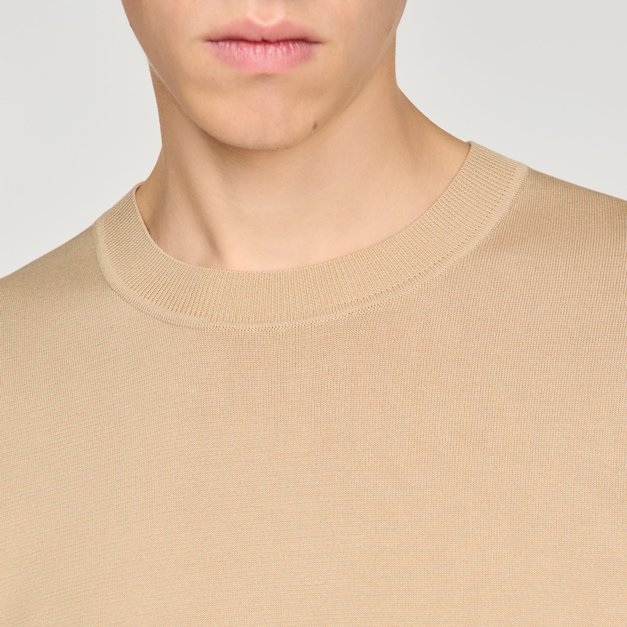 Pablo Tee Cotton Knitted T-Shirt Cappucino