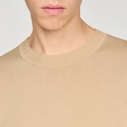 Pablo Tee Cotton Knitted T-Shirt Cappucino