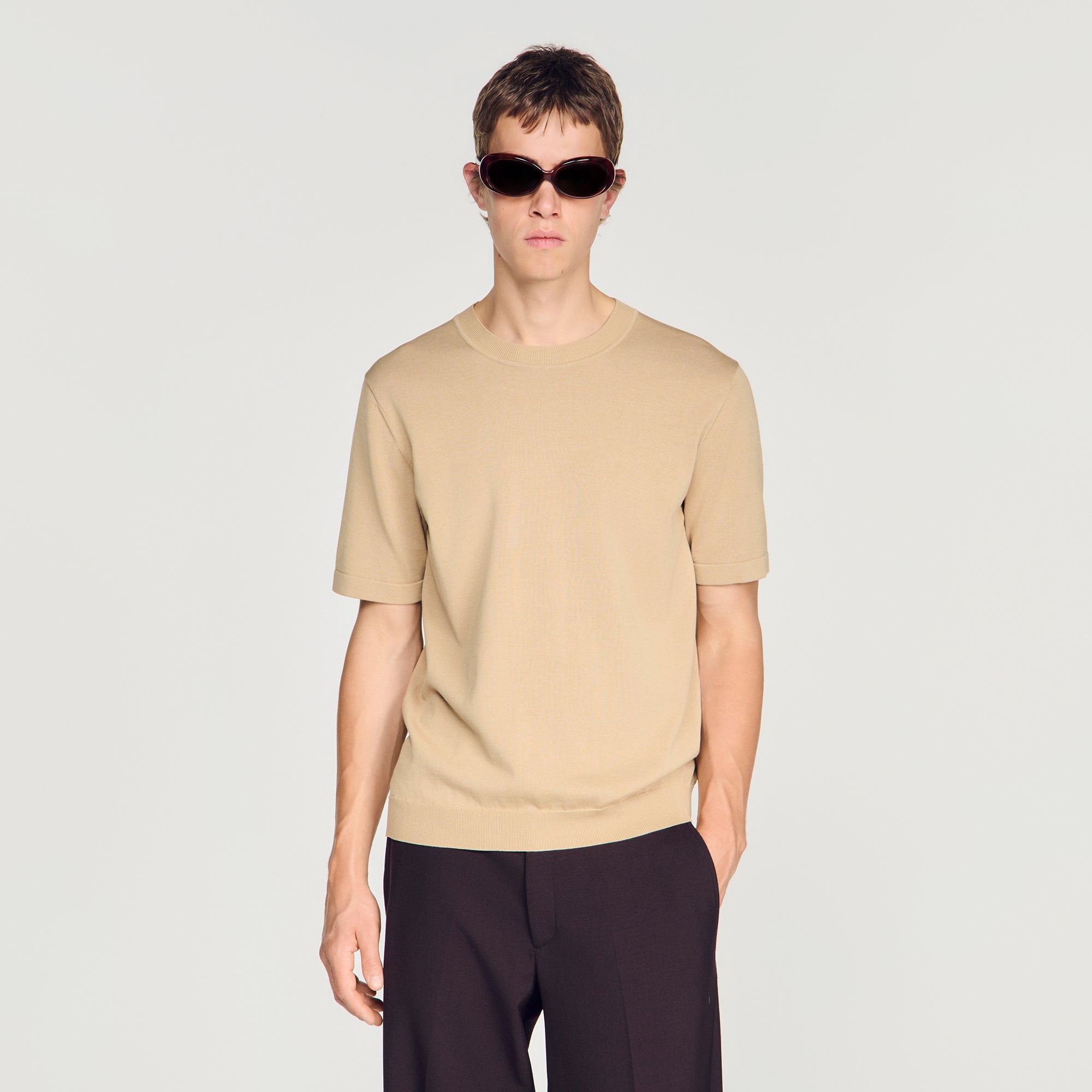 Pablo Tee Cotton Knitted T-Shirt Cappucino