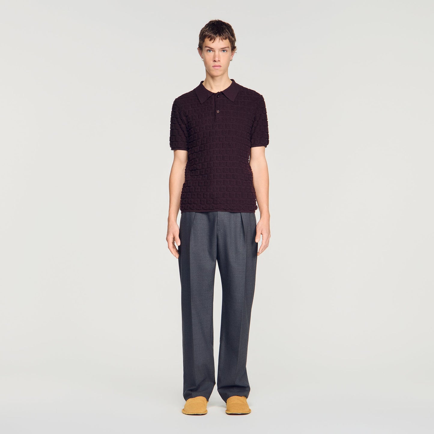 Sponge Polo Terry Knit Polo Shirt Chocolate