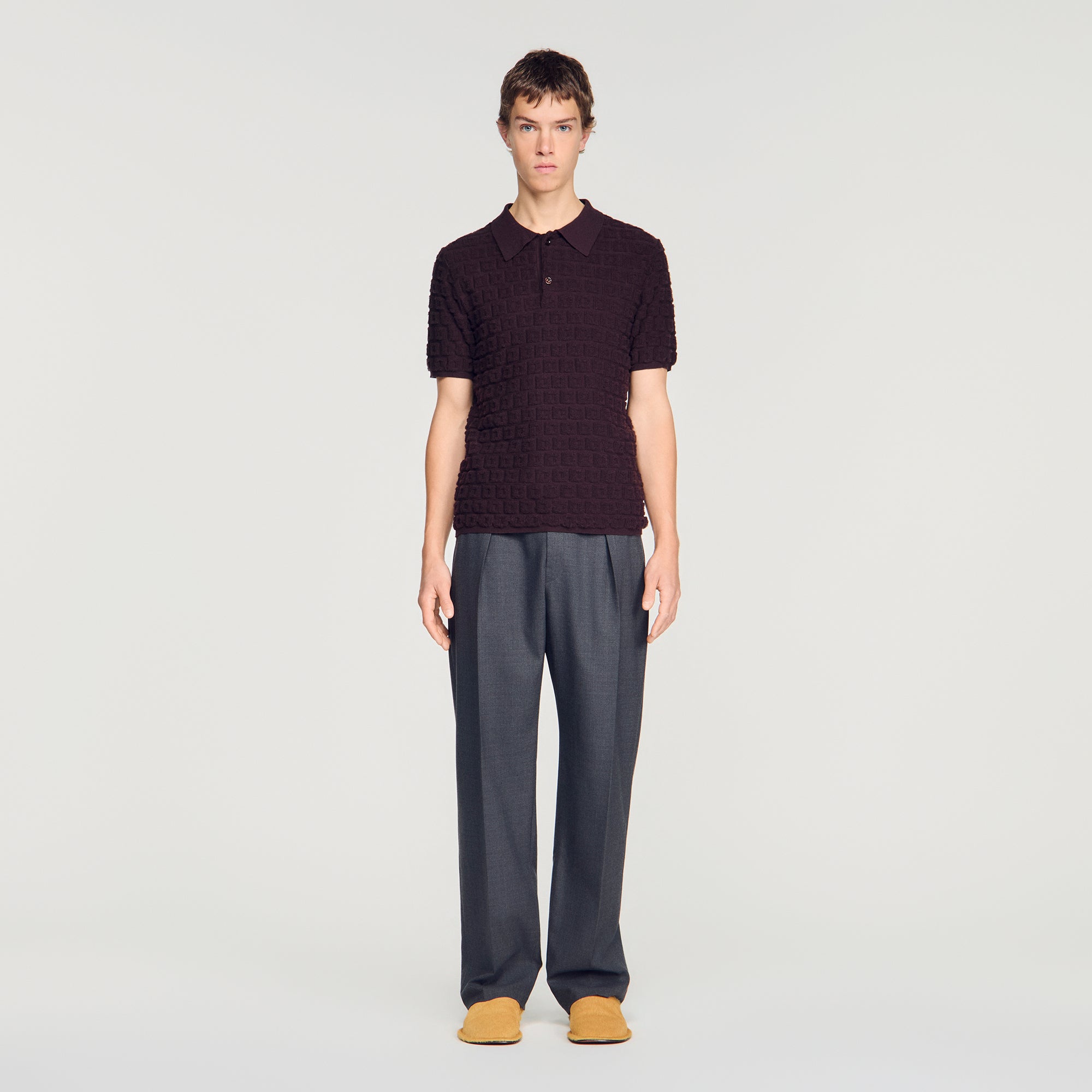 Sponge Polo Terry Knit Polo Shirt Chocolate