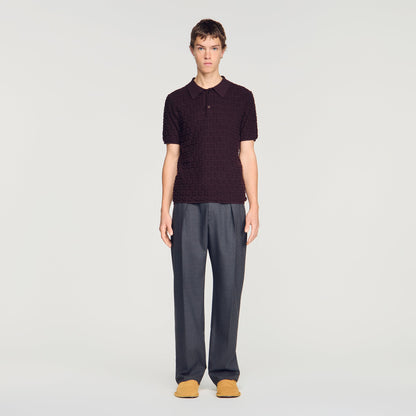Sponge Polo Terry Knit Polo Shirt Chocolate