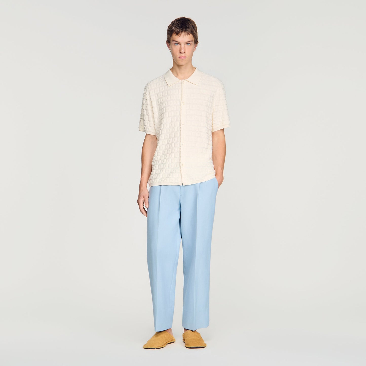 Sponge Shirt Mc Terry Knit Cardigan Ecru