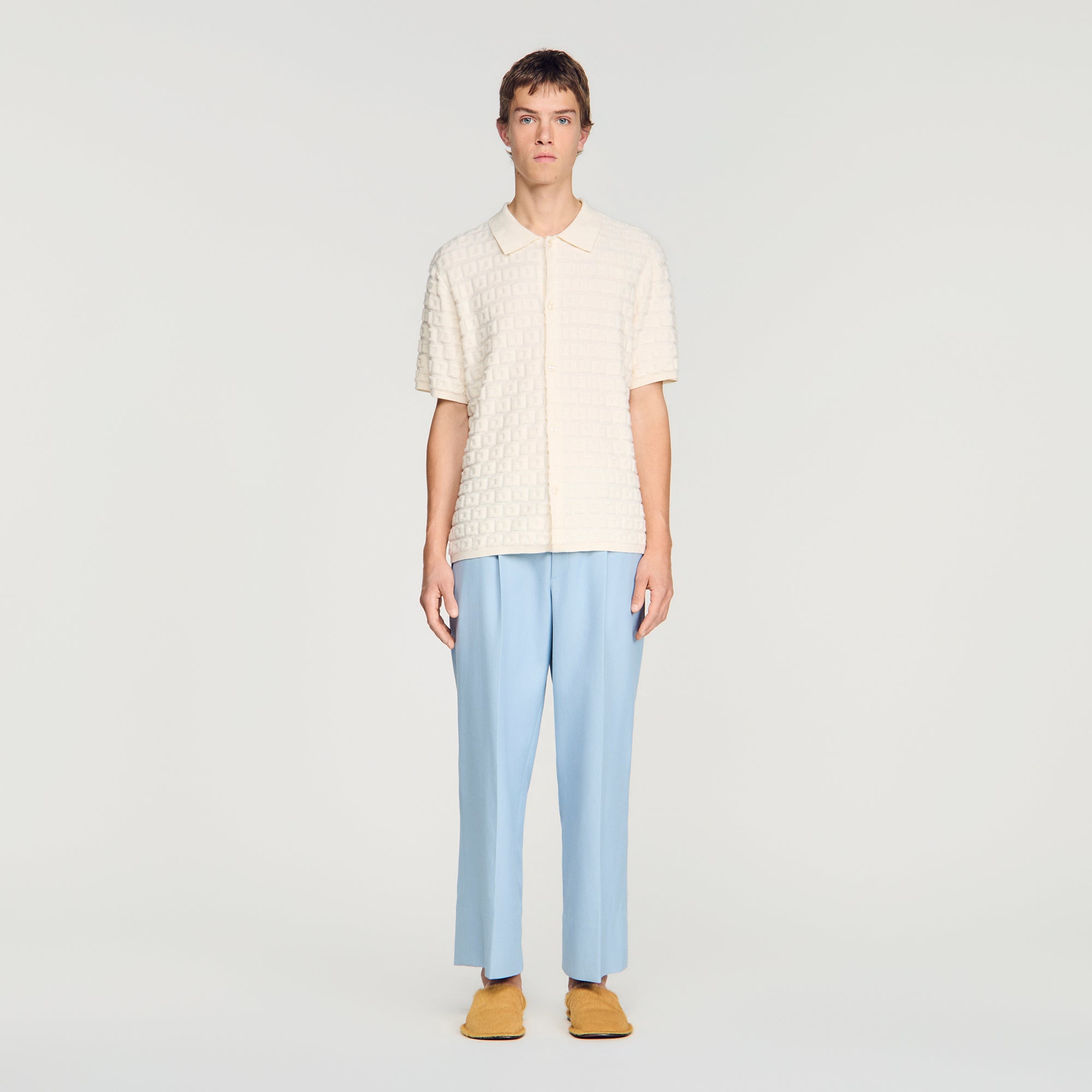Sponge Shirt Mc Terry Knit Cardigan Ecru
