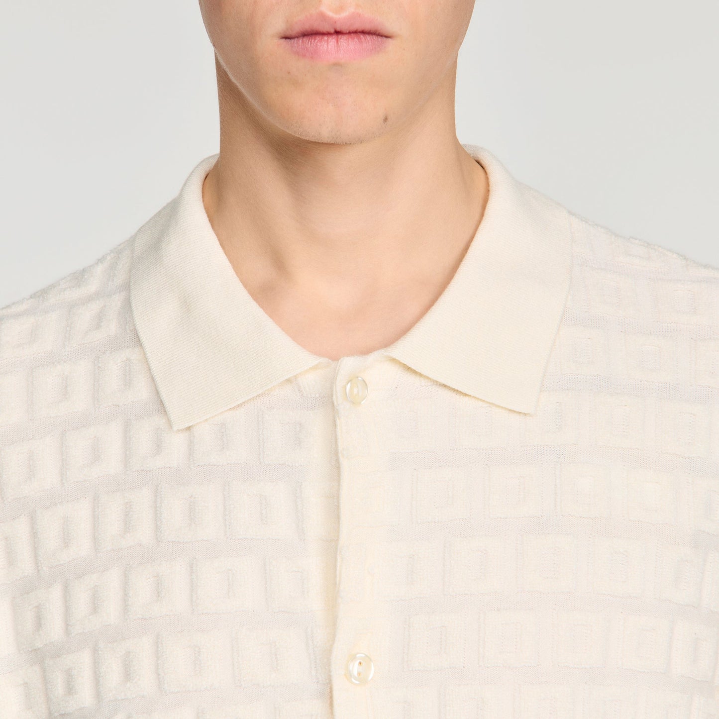 Sponge Shirt Mc Terry Knit Cardigan Ecru