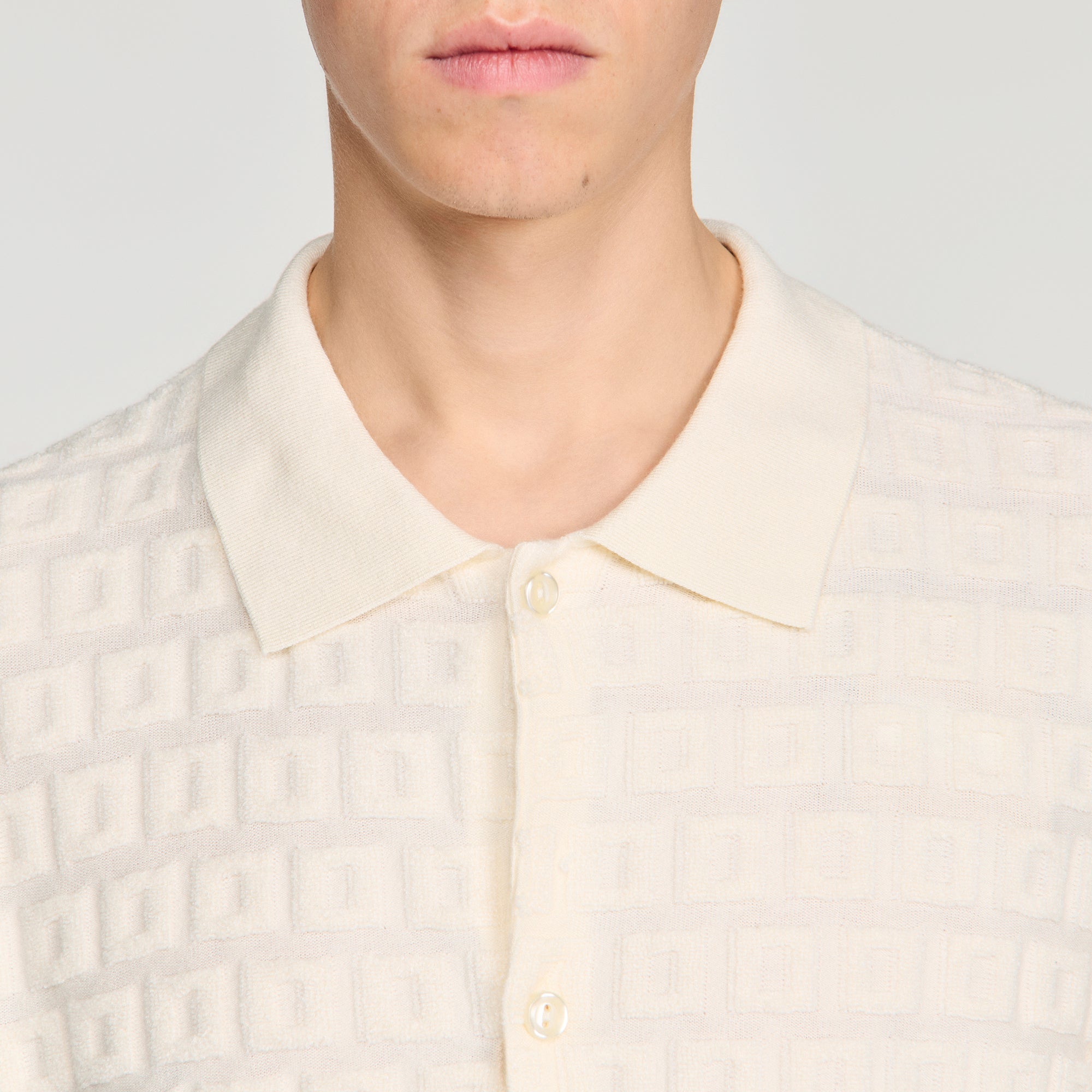 Sponge Shirt Mc Terry Knit Cardigan Ecru