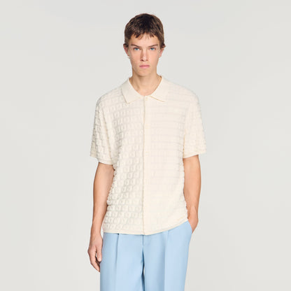 Sponge Shirt Mc Terry Knit Cardigan Ecru