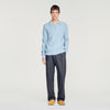 Leonardo Ribbed wool polo shirt Blue Sky