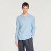 Leonardo Ribbed wool polo shirt Blue Sky