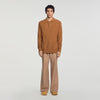 Leonardo Ribbed wool polo shirt Brown / Orange