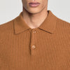Leonardo Ribbed wool polo shirt Brown / Orange