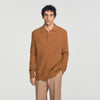 Leonardo Ribbed wool polo shirt Brown / Orange