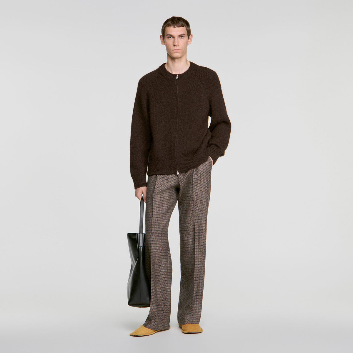 Bomber Cardigan Zip-up bomber cardigan Chocolate