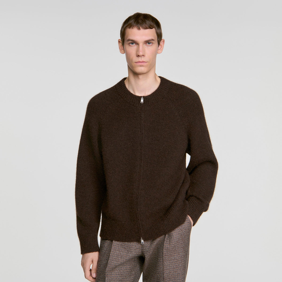 Bomber Cardigan Zip-up bomber cardigan Chocolate