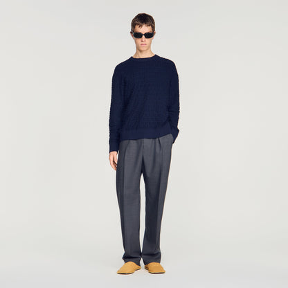 Sponge Crewneck Terry Knit Jumper Navy Blue