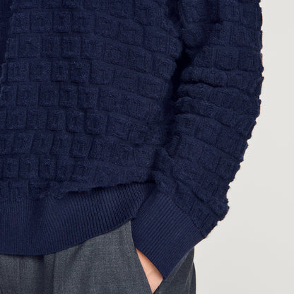 Sponge Crewneck Terry Knit Jumper Navy Blue