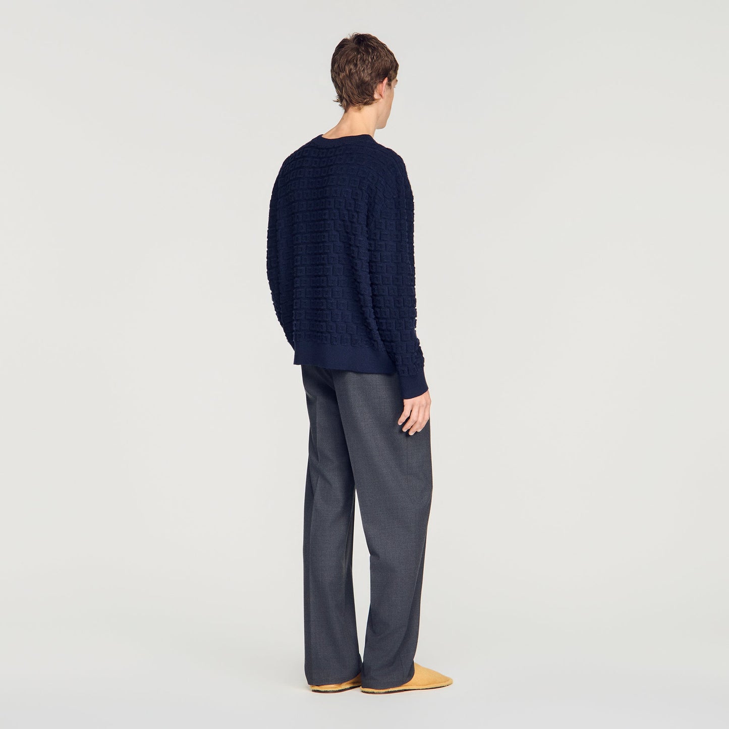 Sponge Crewneck Terry Knit Jumper Navy Blue