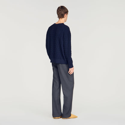 Sponge Crewneck Terry Knit Jumper Navy Blue
