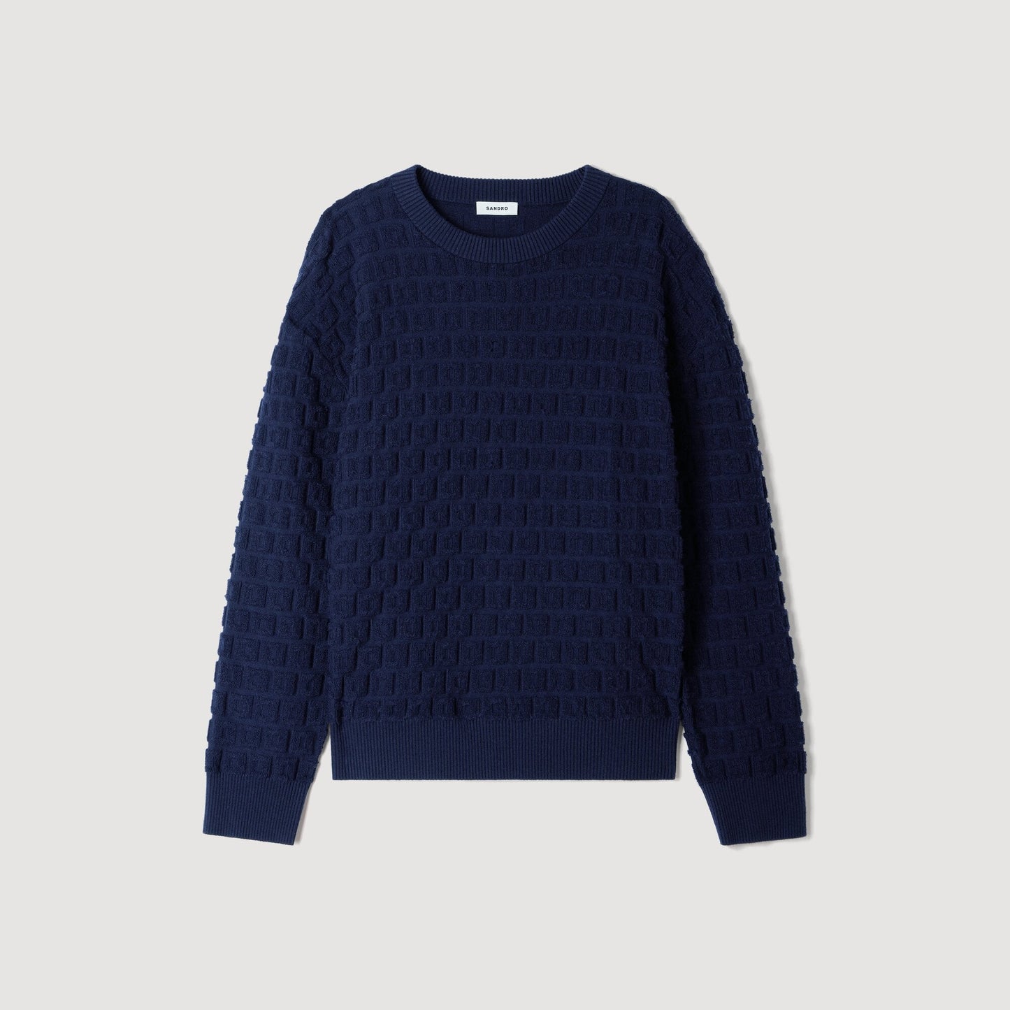 Sponge Crewneck Terry Knit Jumper Navy Blue