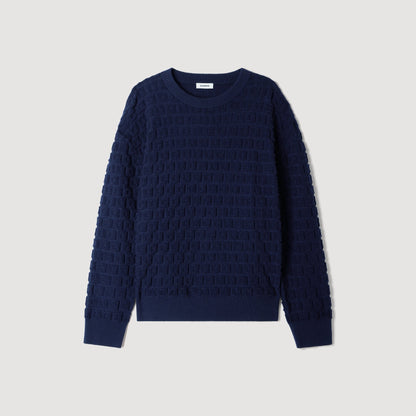Sponge Crewneck Terry Knit Jumper Navy Blue