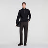 Half Zip Cotton Wool Boxy jumper with standing collar Black