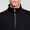 Half Zip Cotton Wool Boxy jumper with standing collar Black