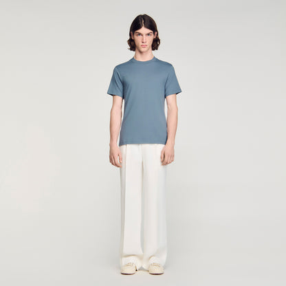 Sandro Logo Tee Cotton T-Shirt Grey / Blu