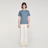 Sandro Logo Tee Cotton T-Shirt Grey / Blu