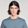 Sandro Logo Tee Cotton T-Shirt Grey / Blu