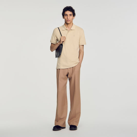 Polo Tonal Patch 4S Cotton polo shirt with leather logo Beige