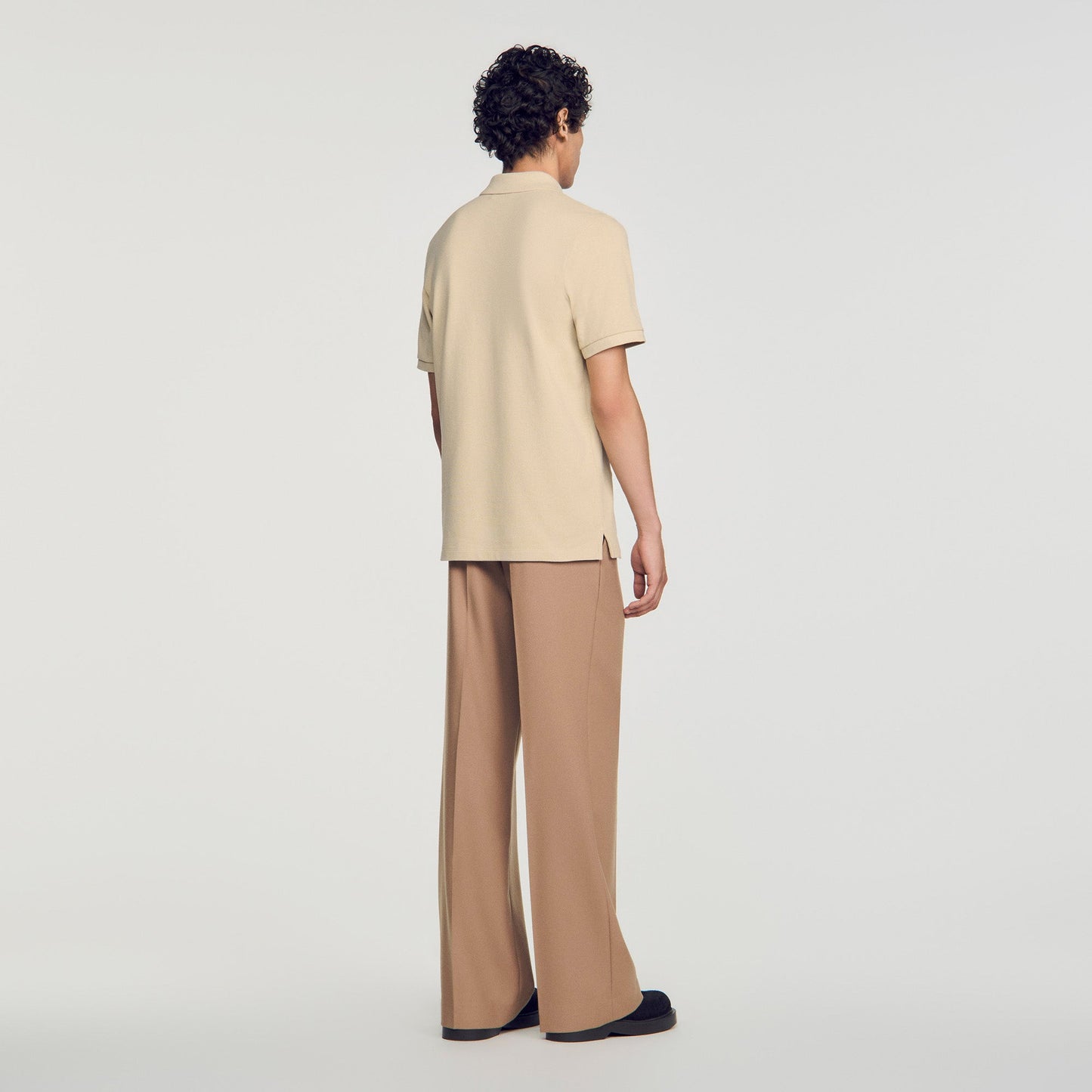 Polo Tonal Patch 4S Cotton polo shirt with leather logo Beige