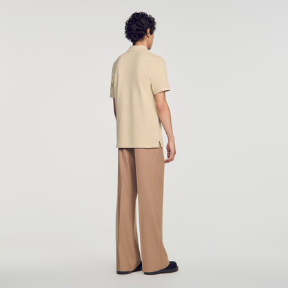 Polo Tonal Patch 4S Cotton polo shirt with leather logo Beige