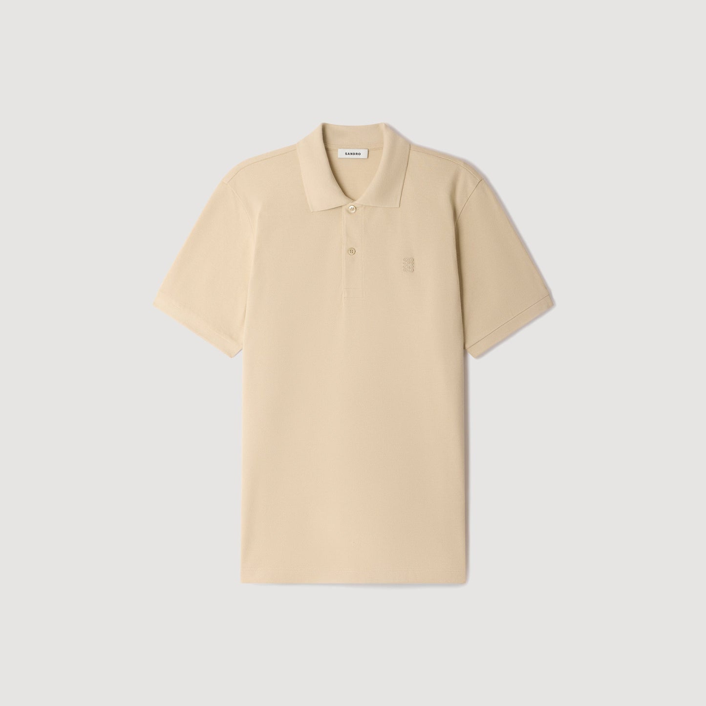 Polo Tonal Patch 4S Cotton polo shirt with leather logo Beige