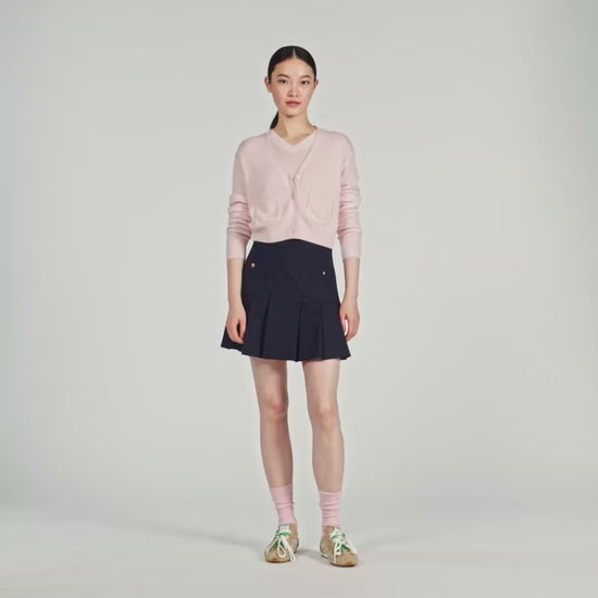 Cassidie Cropped Cashmere Wool Cardigan Light Pink